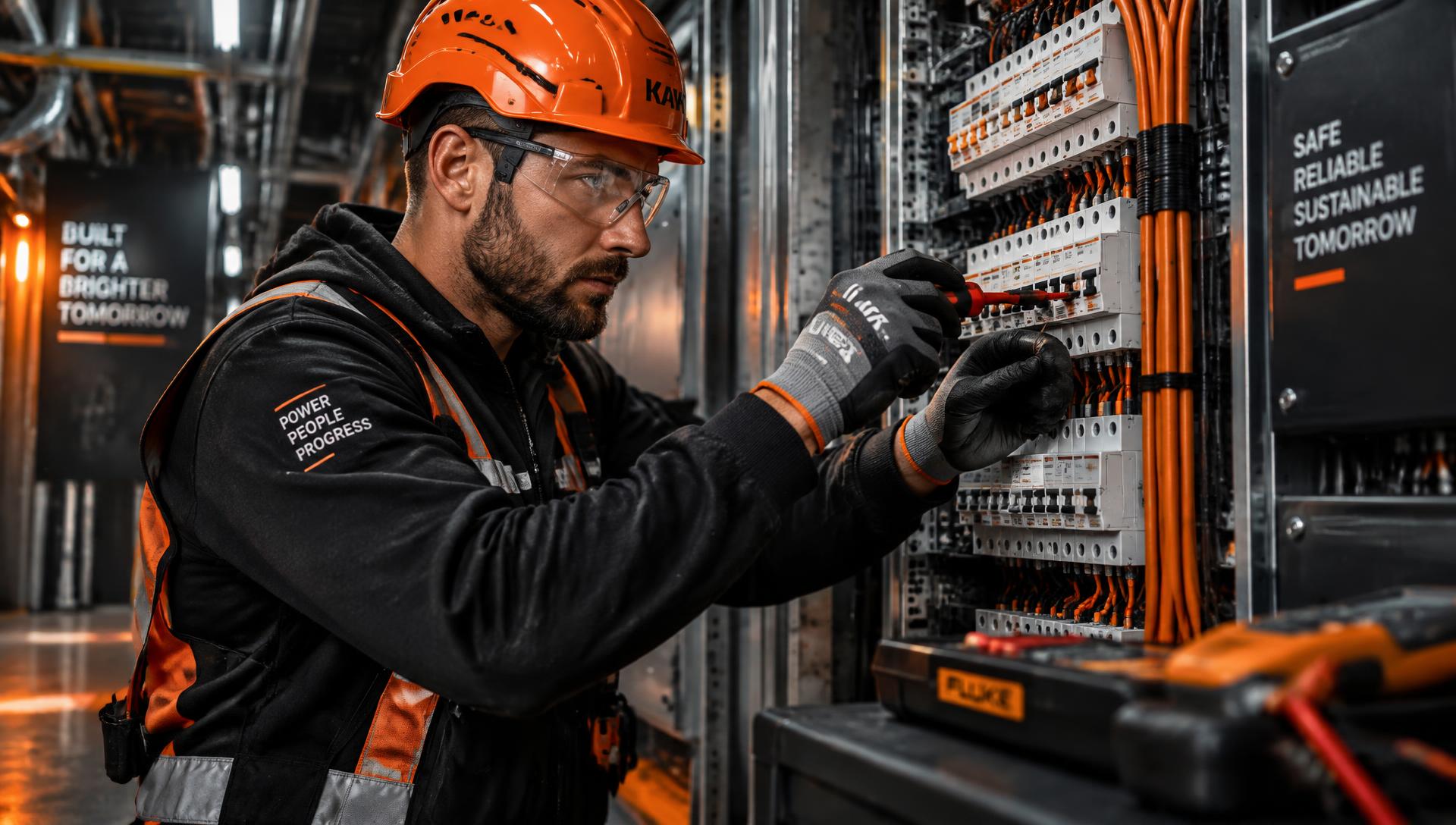 Elektriker prüft eine moderne Elektroverteilung